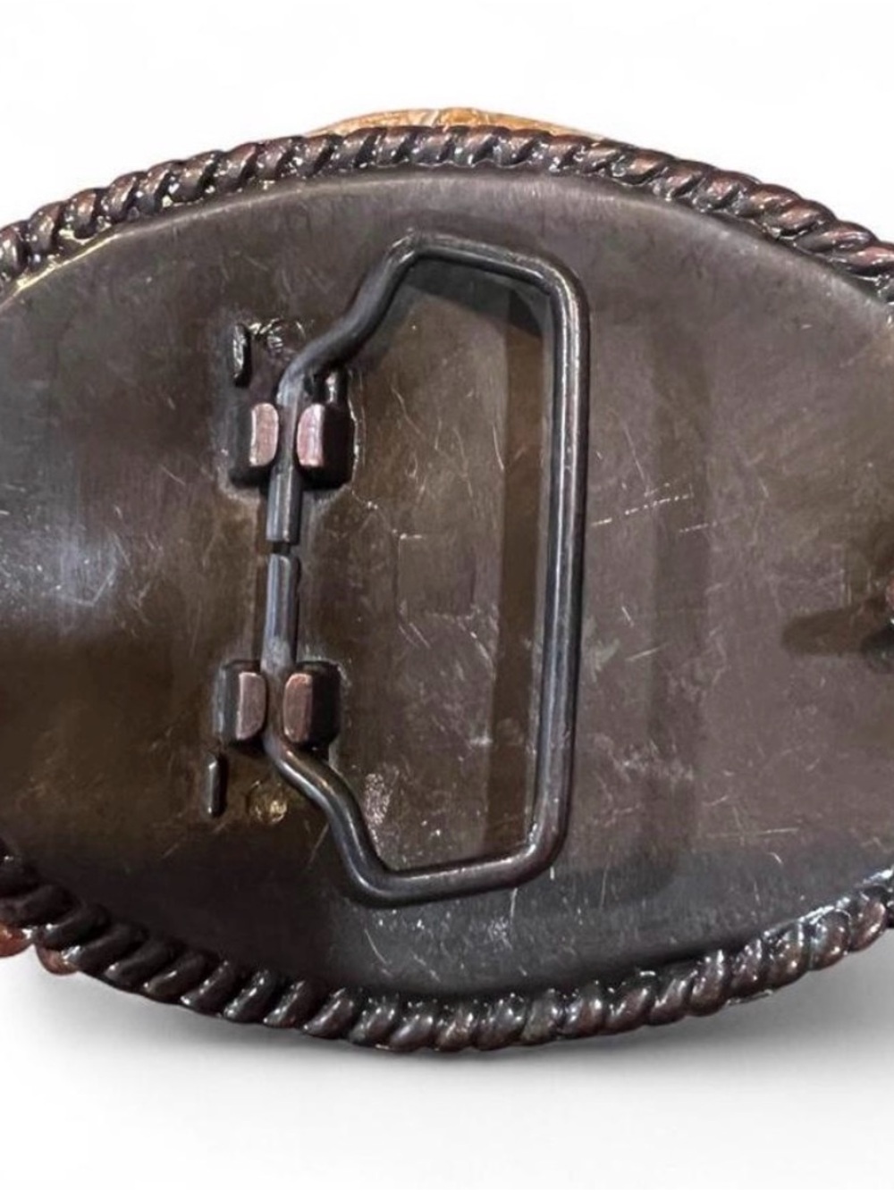 Vintage Handcrafted Brown & Tan Stone Statement Buckle - Picture 3 of 7